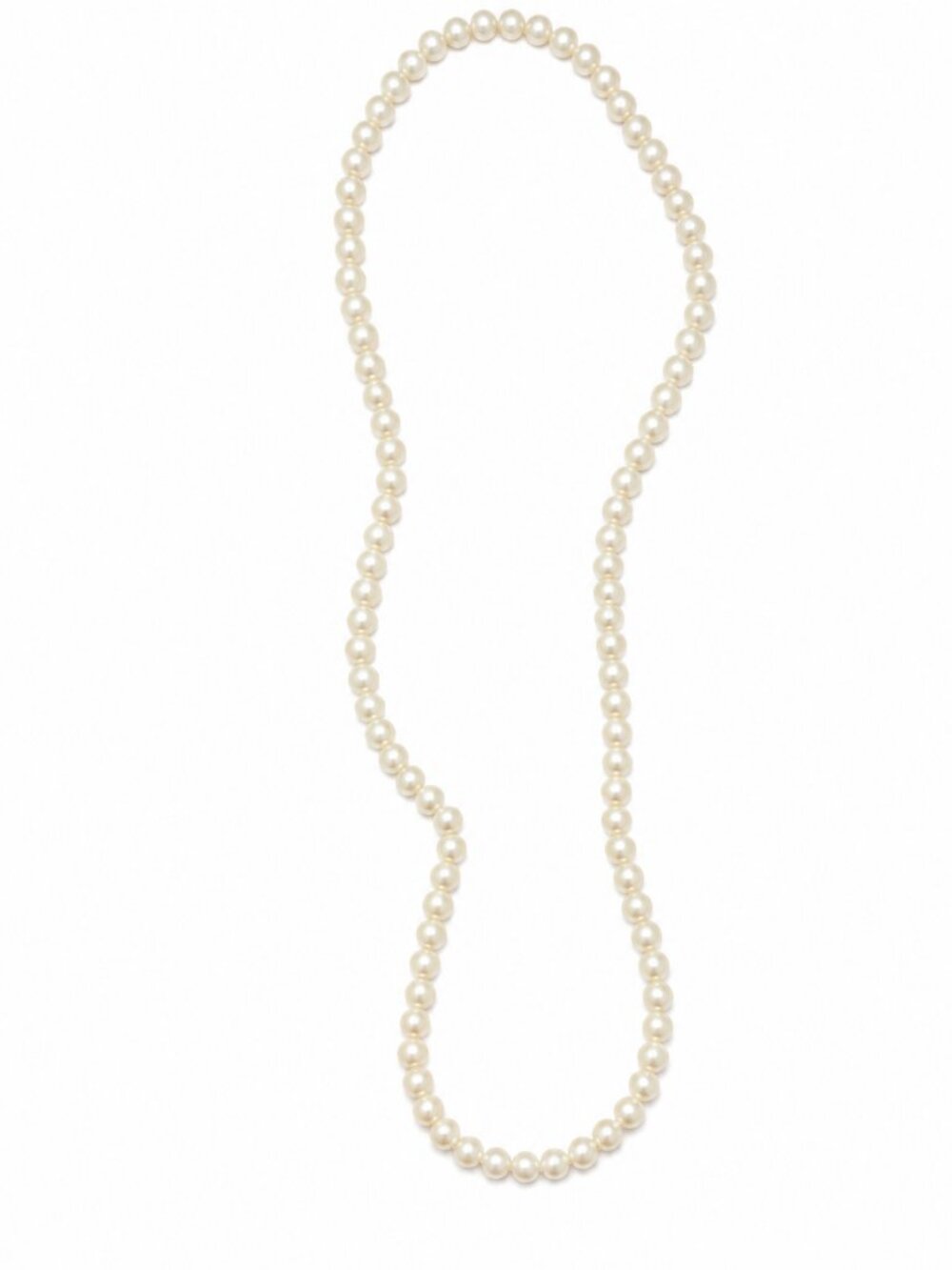 Vintage Faux Pearl Necklace 1970s–1980s, Ivory Gloss Beads, 70 cm, No Clasp